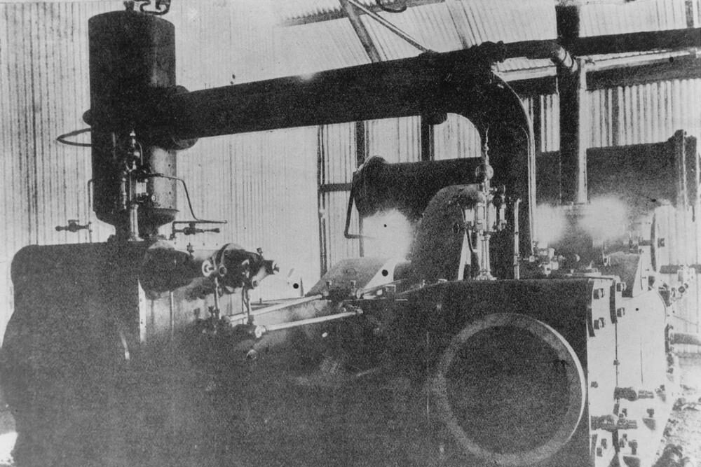 A new air compressor in a smelting works, 1909.