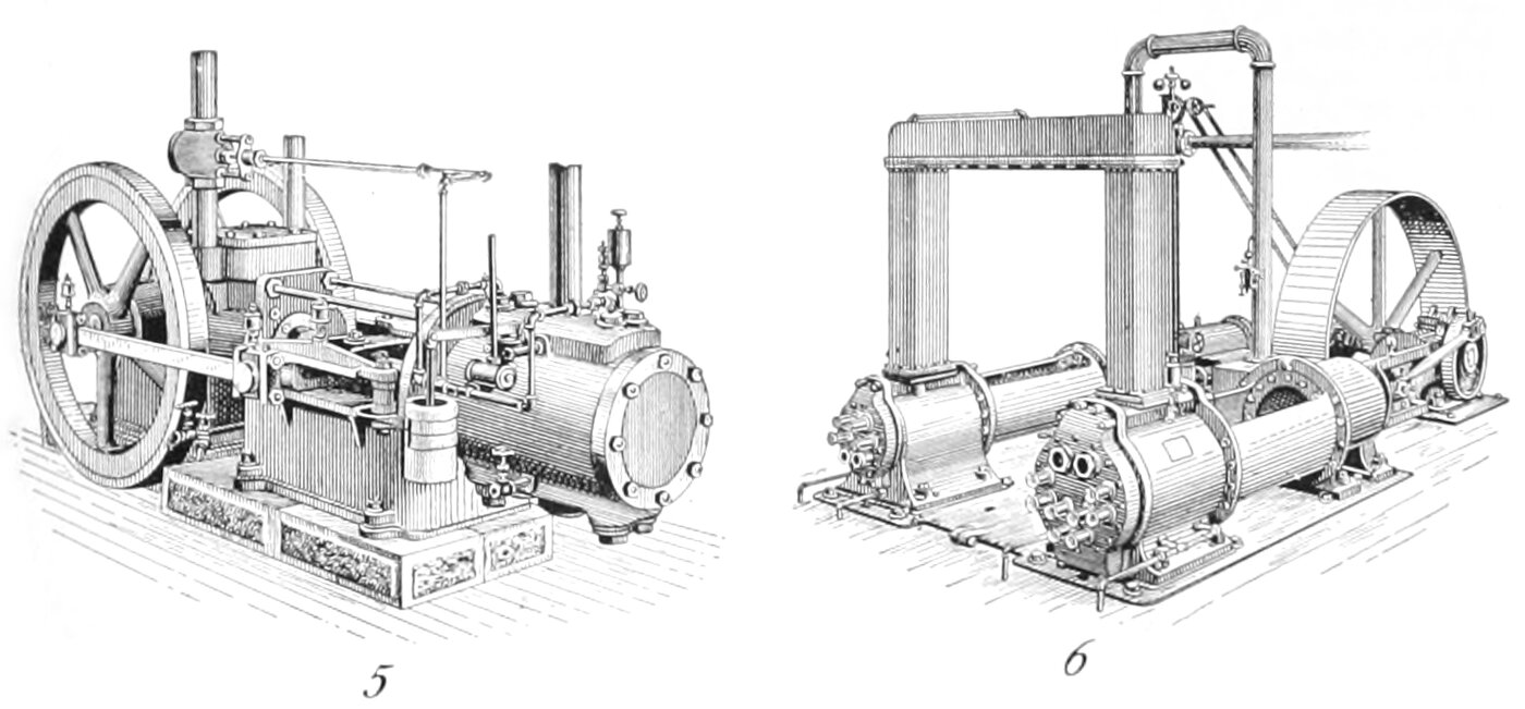 Engravings of two compressor engines, 1905.